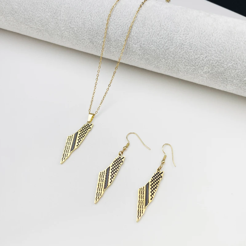 Halsband i rostfritt stål, arabisk karta, halsdukshänge, herrhalsband för kvinnor, mellanösternaccessoarer, europa och usa