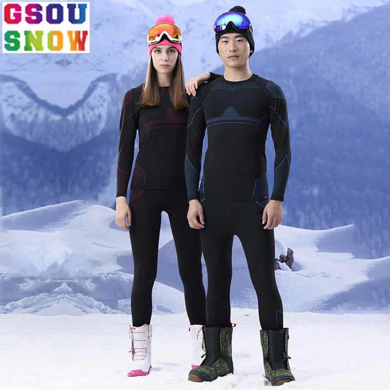 GSOU neige Ski sous-vêtements femmes hommes Long Johns Ski costume séchage rapide thermique Ski veste pantalon respirant hiver extérieur manteau