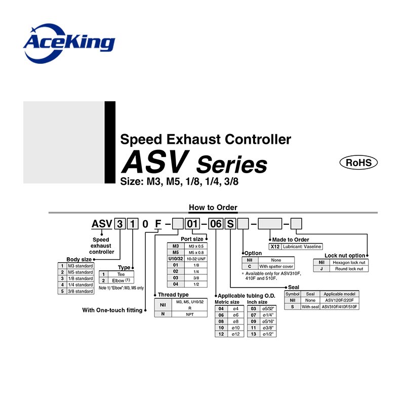 Pneumatic quick plug asv310f-01-06s quick exhaust throttle asv410f-02-08s/asv510f-03-10s muffled speed fast exhaust