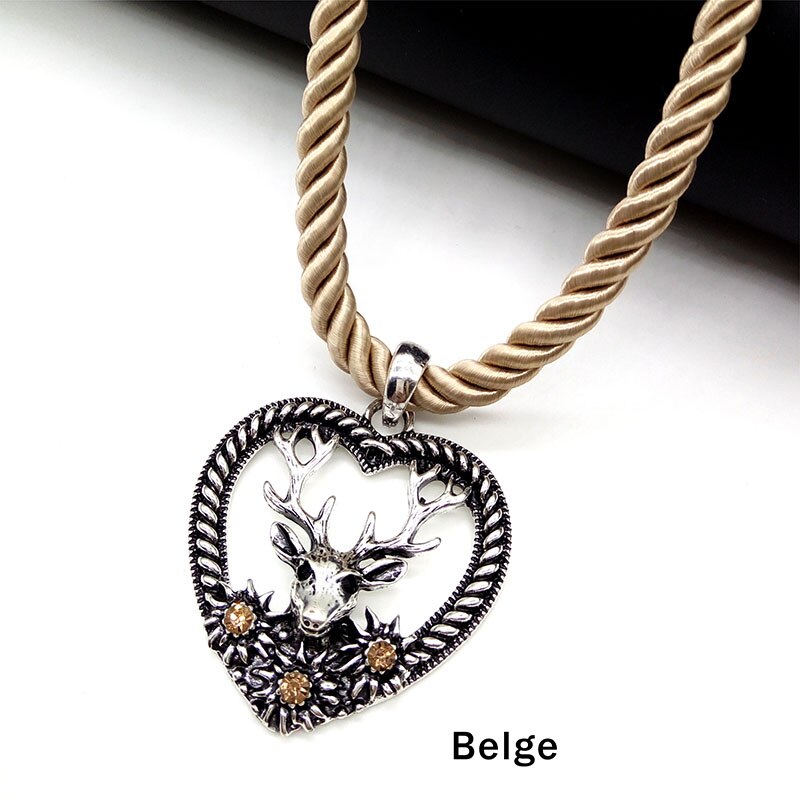 charmant Elch Hirsch Anhänger Halskette Herz bilden Jahrgang Mehrfarbig stränge Seil Halskette Oktoberfest Schmuck: belge