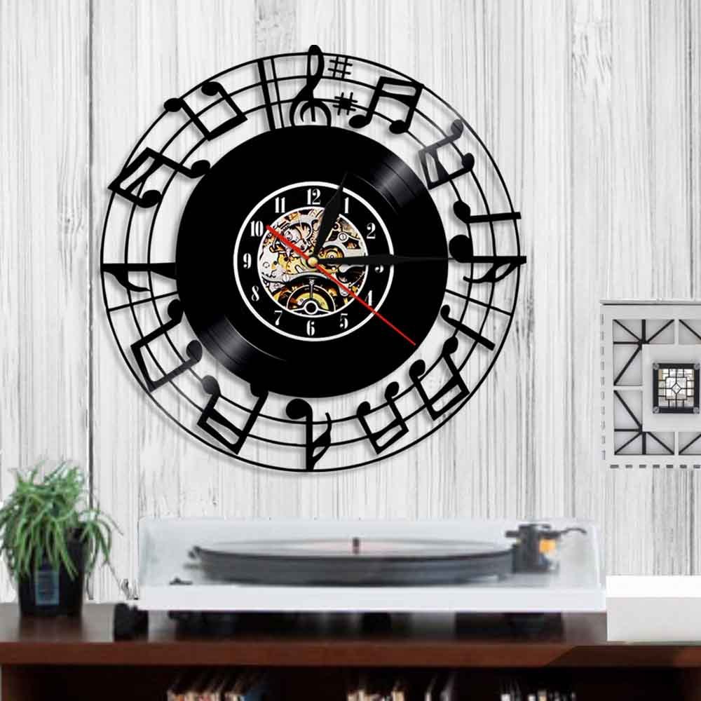 Vinyl Record Wall Clock Musical Note Wall Clock Round Wall Clock Decorative Wall Clock (without Lamp Shipment without Battery