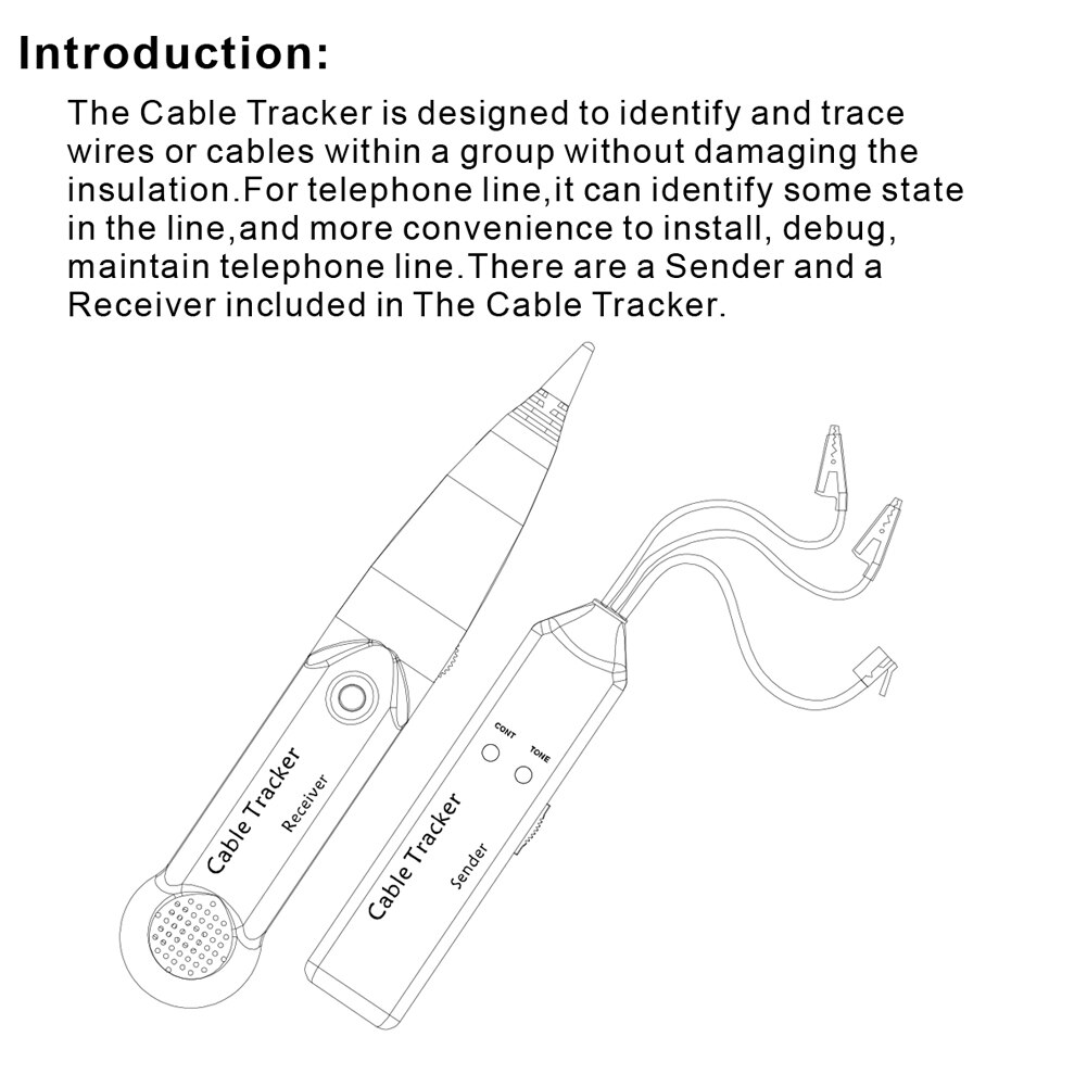 FWT21 Safety Cable Tracker Handheld ABS Detector Location Test Breakpoint Portable Telephone Line Wire Finder