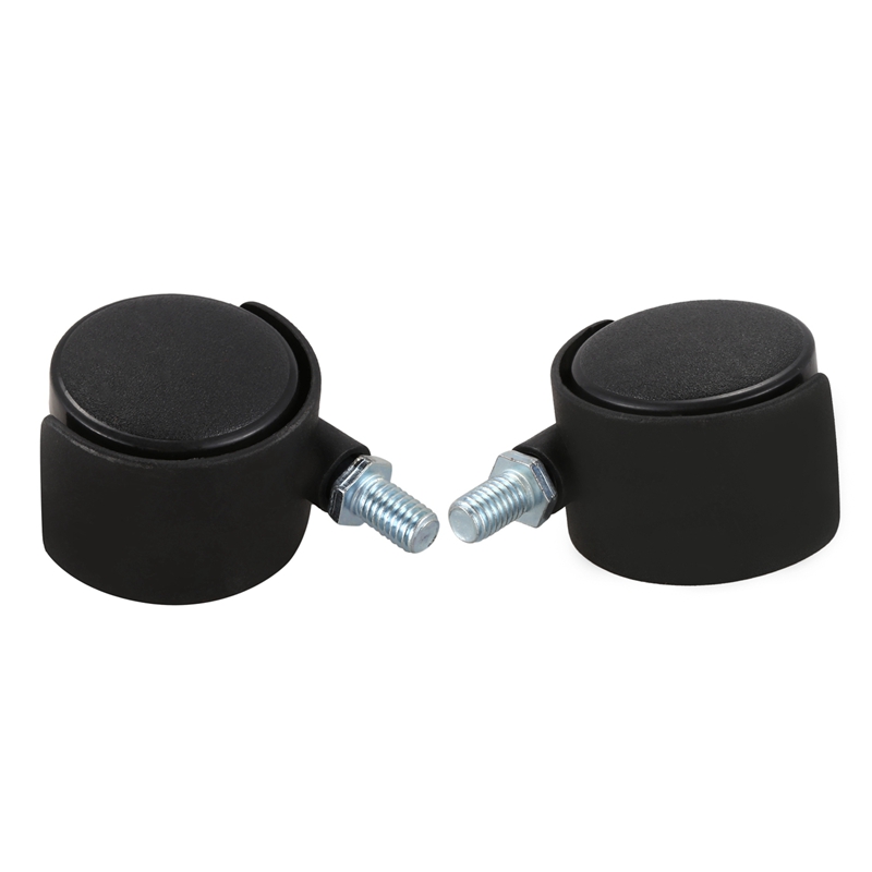 Plast Svinghjul - 8mm Gjenget Stang - 1,5" Hjul - 20 stk Svart