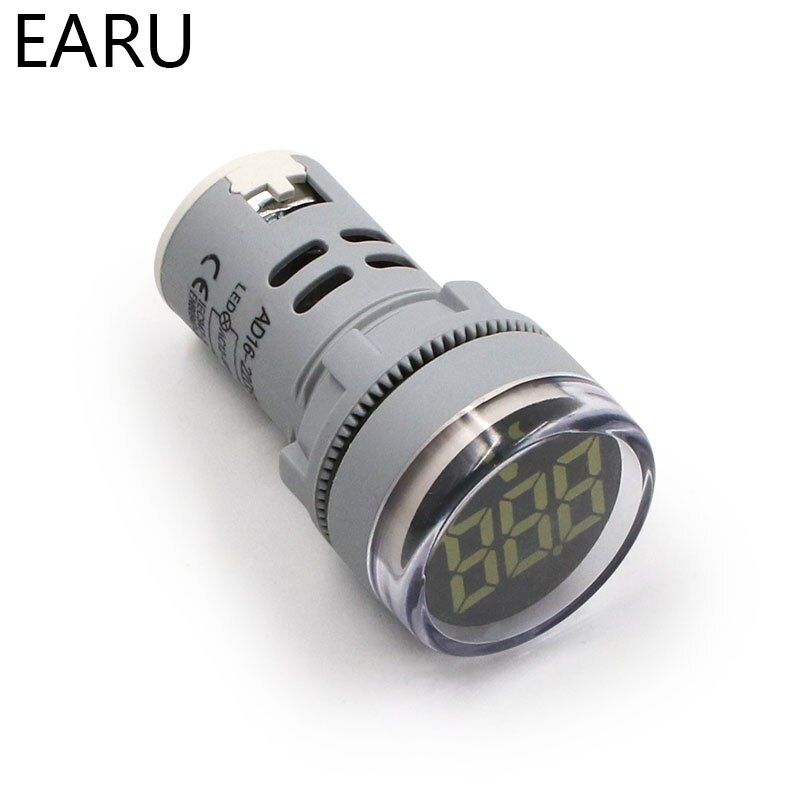 Mini voltímetro Digital redondo de 22mm, medidor de voltaje de CA 12-500V, Monitor de potencia, indicador LED, pantalla de luz piloto, bricolaje: New White Voltmeter