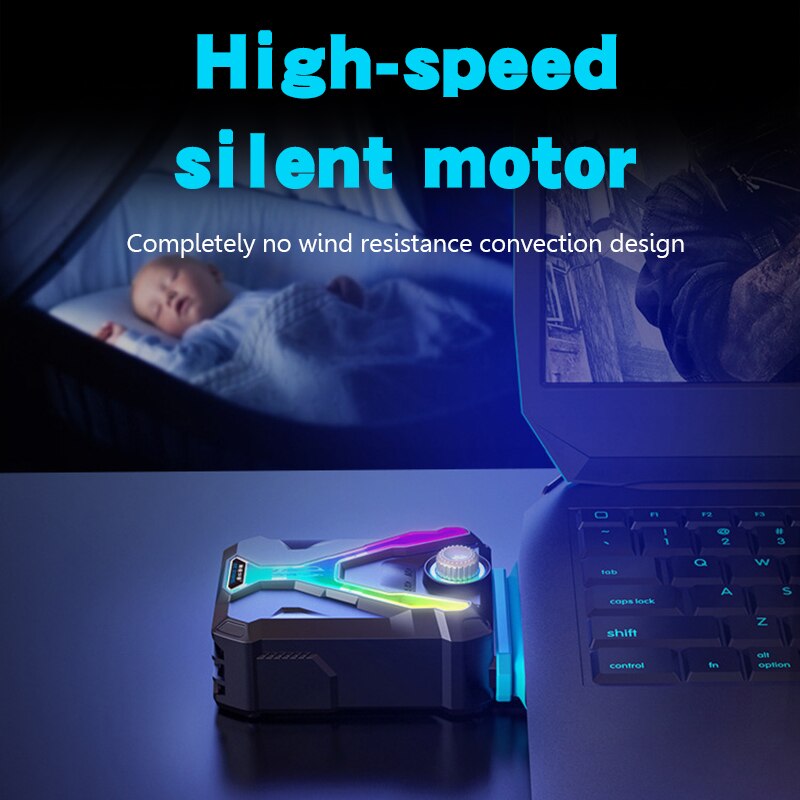 Cool RGB Light Gaming Laptop Cooler Silent Exhaust Laptop Cooling Pad For 12-21 Inches Notebooks 3600RPM Adjustable Wind Speed