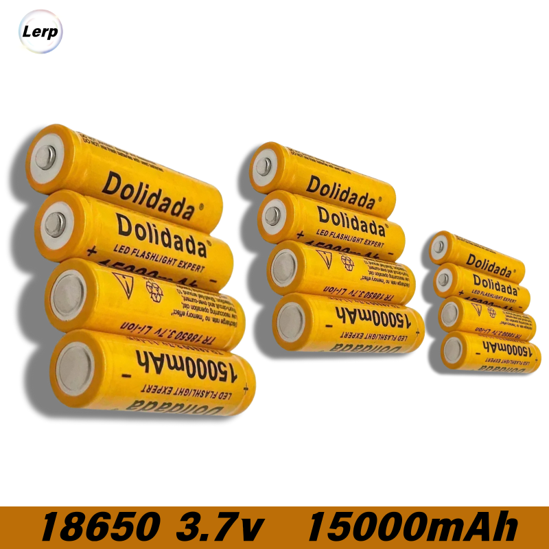 Dolidada-Lithium-ion Battery, 3.7V, 15000 mAh, 18650, recarregável, adequado para lanternas LED, produtos eletrônicos