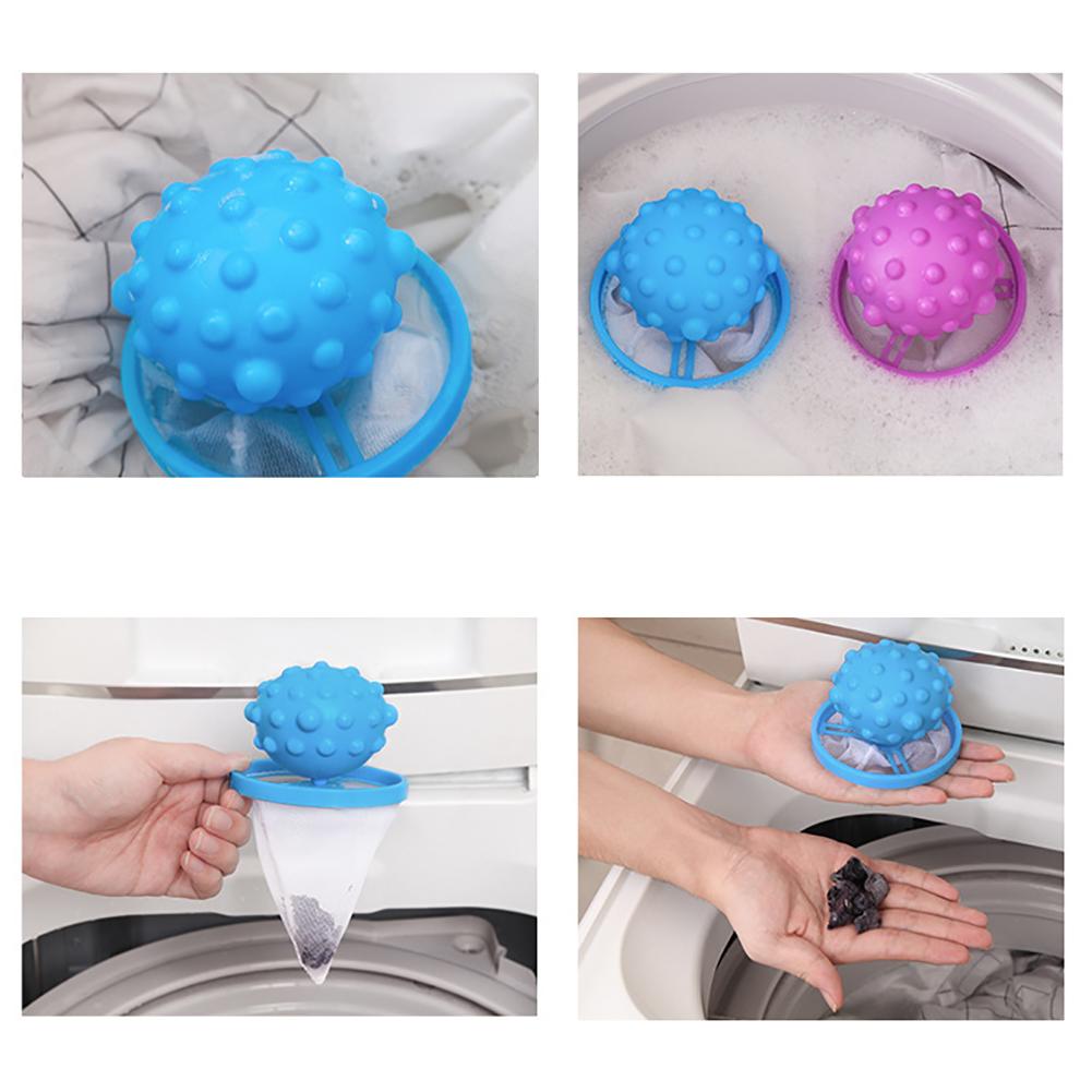 Laundry Ball Washer Filter Floating Reusable Lint Trap Mesh Bag Washing Machine Hair Filter Net #4W