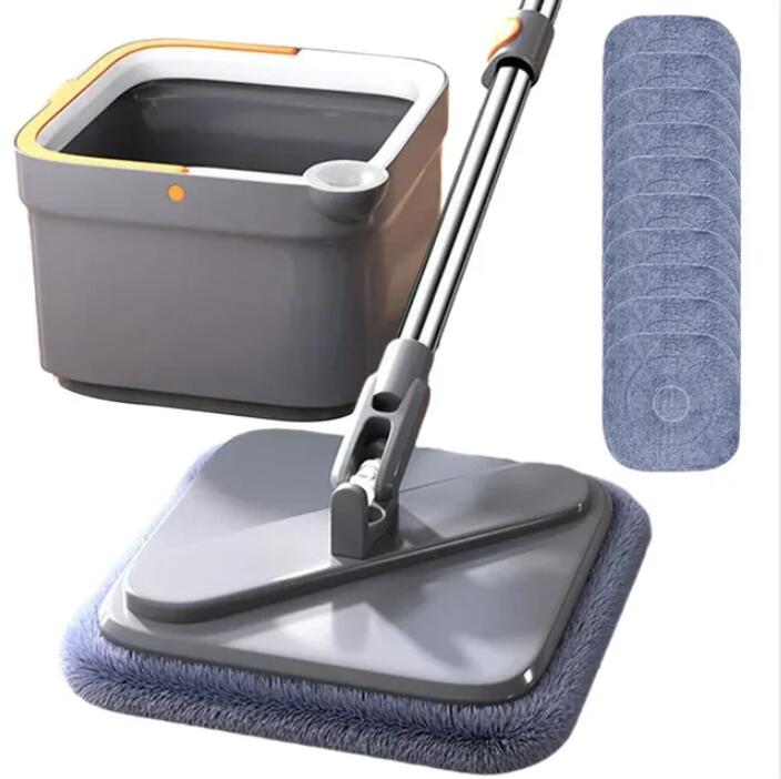 Handfreier faul quetschen Dreh Mopp mit Eimer, automatischer Bodenwischer, Nano-Mikrofasertuch, selbstreinigender quadratischer Mopp
