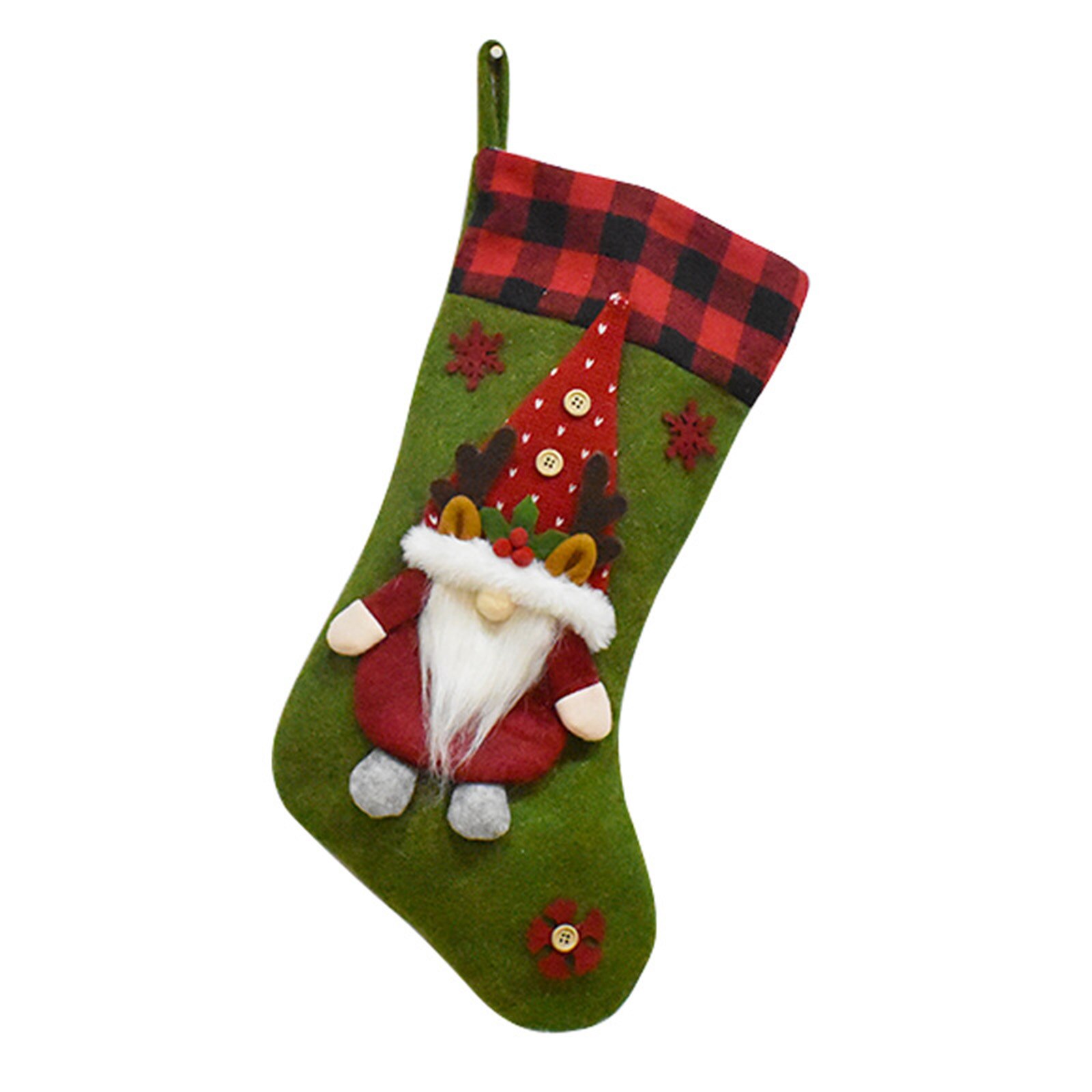 Kerst Kousen, 3D Pluche Santa Gnome Haard Opknoping Kousen Met Plaid Manchetten: Deep Sapphire
