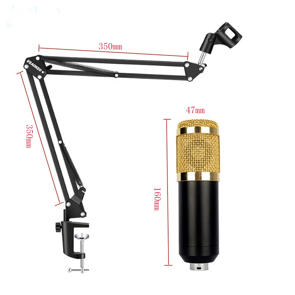 Micrófono condensador de estudio BM800 , 3,5mm, con cable, condensador, micrófono de grabación de sonido para ordenador