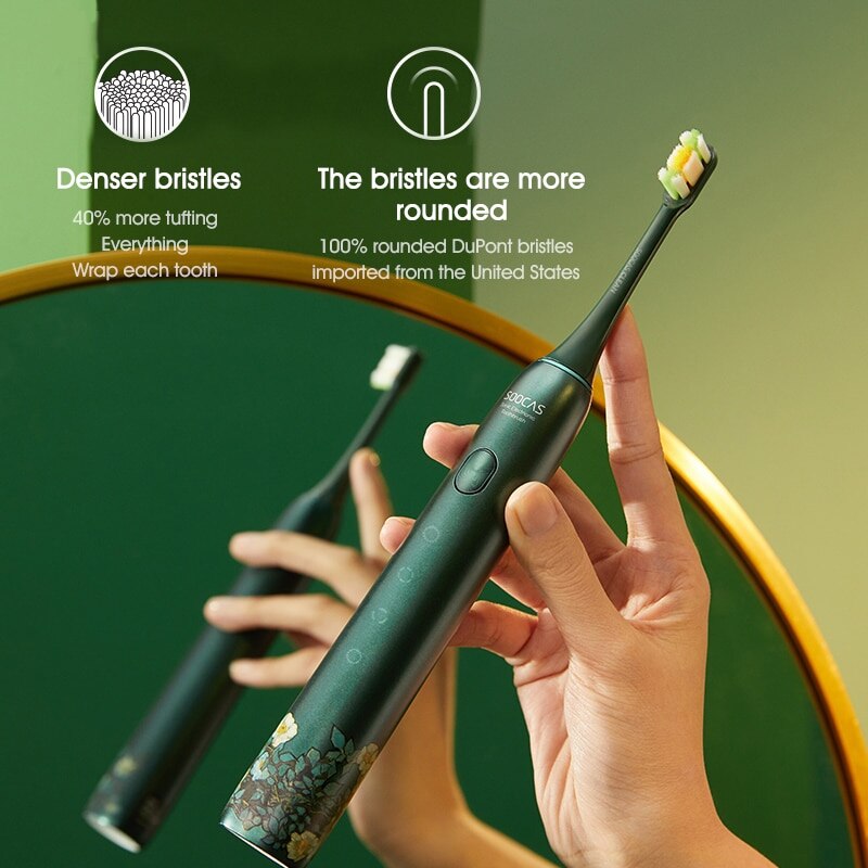 SOOCAS – têtes de brosse à dents électrique X3U-Van Gogh, têtes de rechange originales et authentiques, sous vide, vert