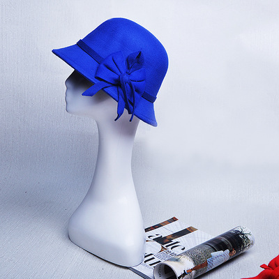 BINGYUANHAOXUAN Vrouwen Vintage Voelde Ronde Cloche Hoed Bloem Boog Fedora Bowler Caps: 3