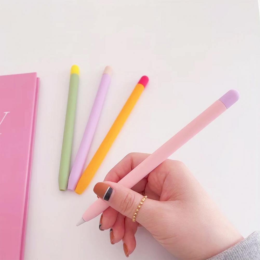 Étui de protection du stylet pour tablette Apple Pencil 2, en Silicone, antidérapant, de couleur assortie, avec capuchon de stylo