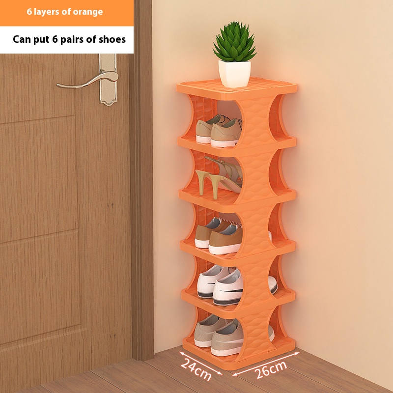 Multi Layer Eenvoudige Schoenen Plank Organizer Kleur Kast Schoenen Rekken Huishoudelijk Rek Afneembare Schoenenrekken Voor Slaapkamer: Oranje