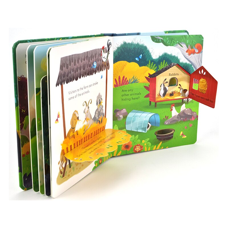 3D Engligsh Peep Libri di 14 pagine di Cartone con Hollow includono Animali Giardino Dinosauro per I Bambini Prima di Coricarsi Libro di Storia 19.5*16.5 centimetri