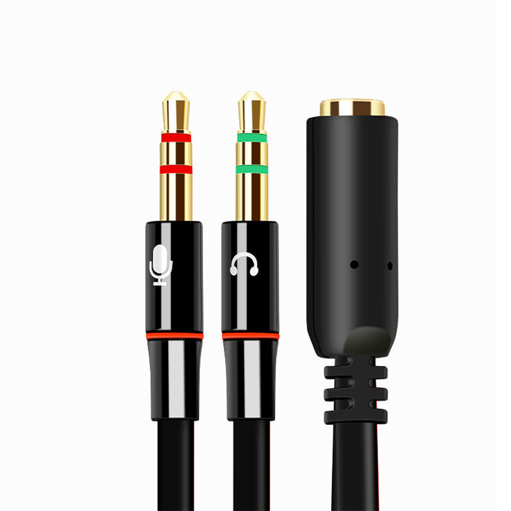 headset-splitter trrs 3.5mm hunnkontakt til til 3.5 trs hannkontakt hodetelefon-mikrofonadapter konverteringskabel til stasjonær bærbar pc: Blå