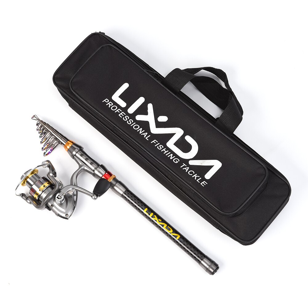 Lixada Telescopic Fishing Rod and Reel Combo Full Kit Carbon Fiber Fishing Rod Pole Spinning Fishing Reel Tackle Carrier Bag: 2.1 m
