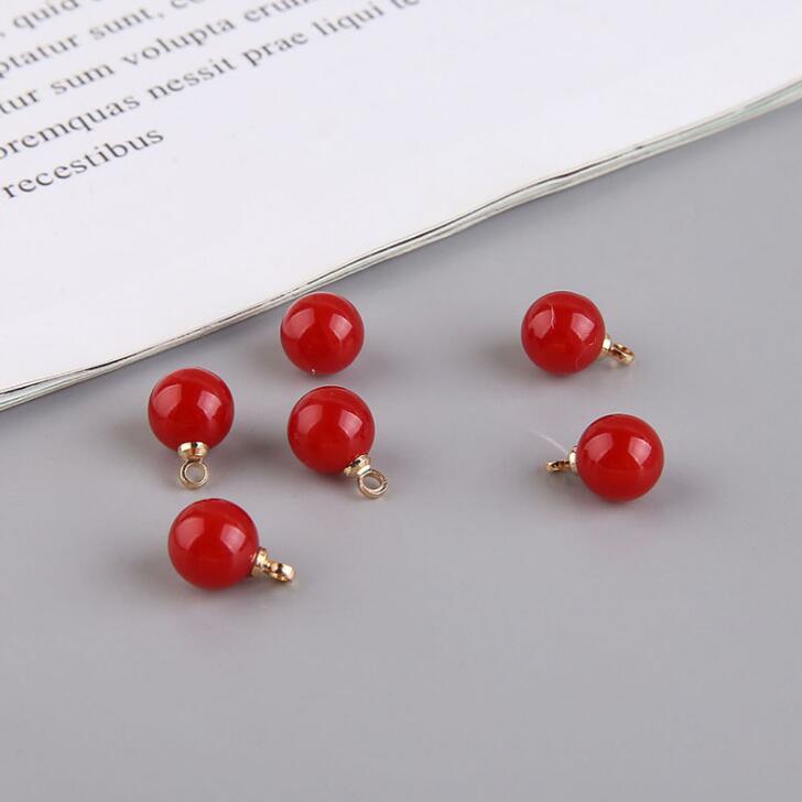 10 pièces/lot imitation perle goutte d'eau ronde perle rouge perle pendentif bricolage à la main bijoux boucle d'oreille boucle d'oreille collier matériel: 3