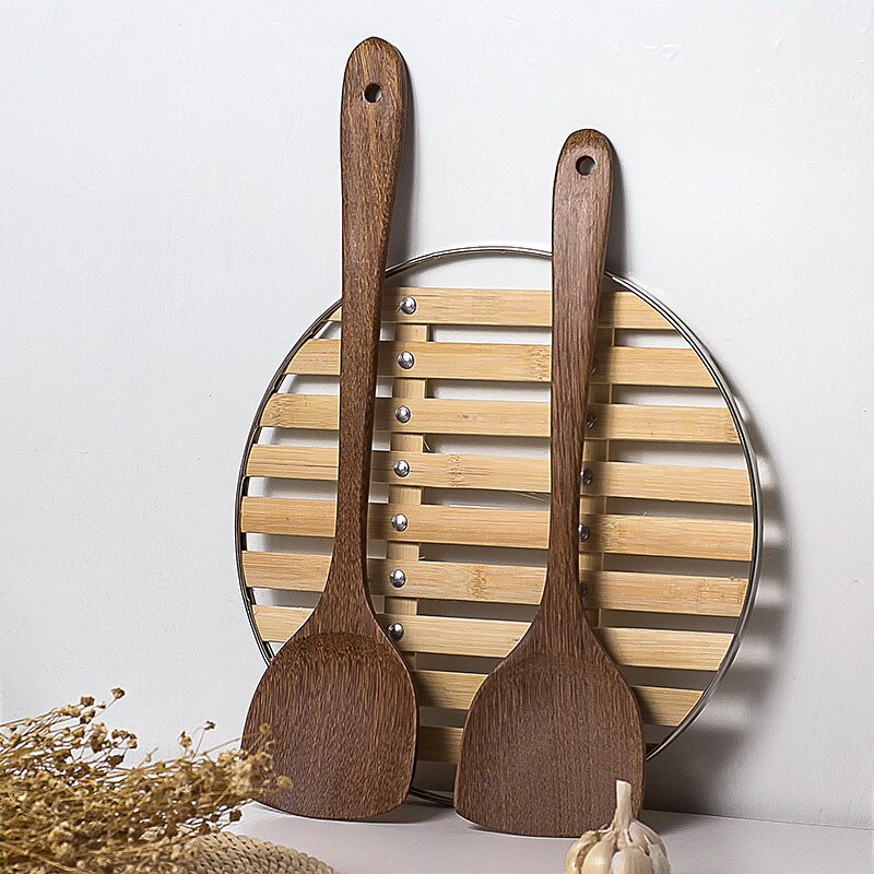 Thaïlande teck bois naturel vaisselle cuillère antiadhésive Pan riz cuillère longue passoire à riz cuisine outil de cuisson