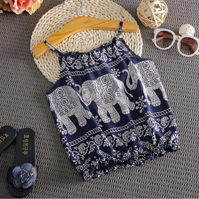 2019 Vestiti del bambino di Estate 2Pcs Set Del Bambino Del Bambino Della Ragazza Elefante Abiti Magliette E Camicette Della Maglia + Pantaloni Larghi Folk-custom vestiti di stile