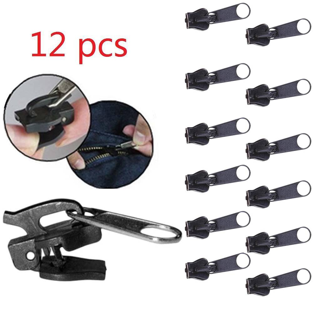 12 Stück Universal Instant Fix Reparatursatz Ersatz 3 Größen Zip Slider Zähne Rettung Neues Nähen Kleidung
