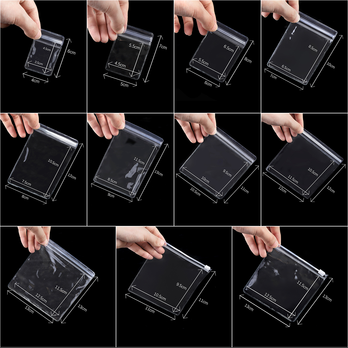 50pcs/lot PVC Zipper Bag Clear Soft Plastic Bag Sealed Anti-oxidation Jewelry Storage Bag Souvenir Universal Packaging