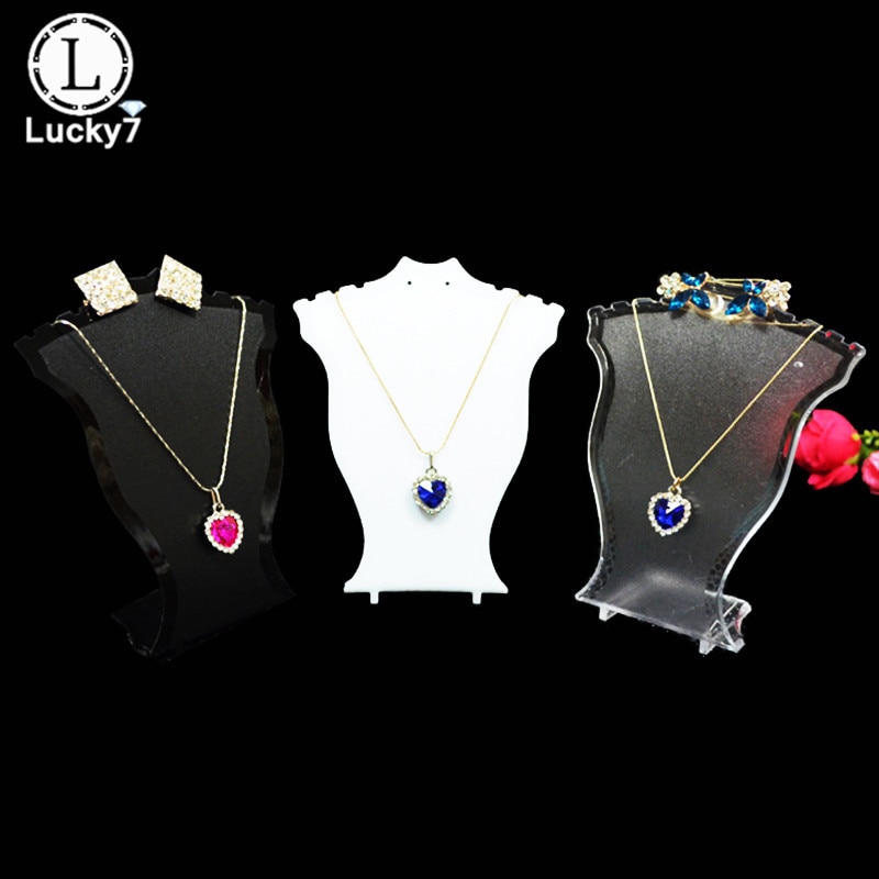 Mini Size Pendant Jewelry Display Rack Black White Clear Neck Bust Earring Holder Set Stand