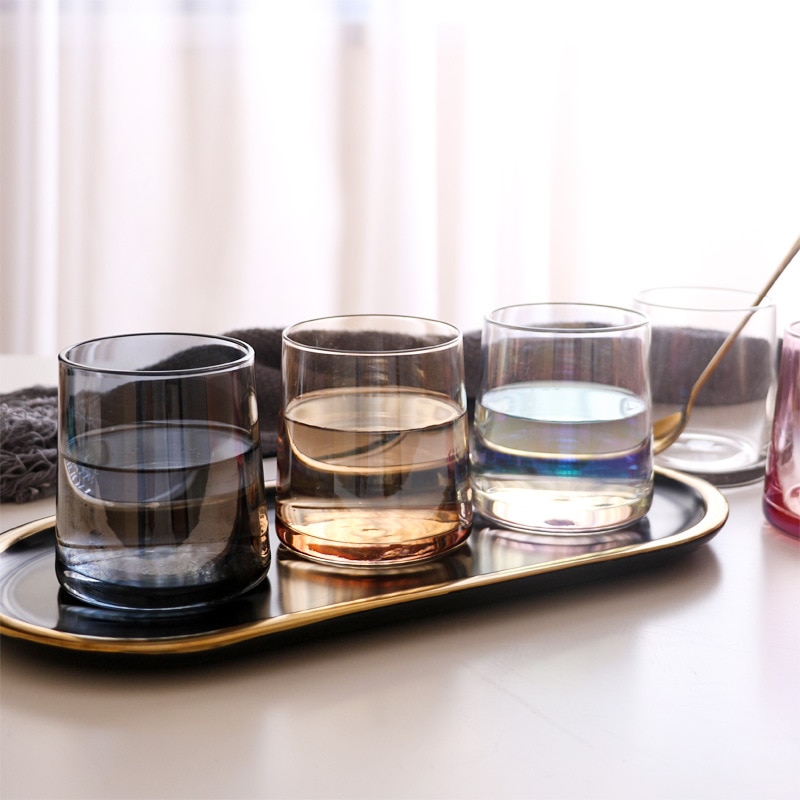 Japanese style wine glass colorful whiskey glass household thick bottom ion plating craft beer glass juice cup