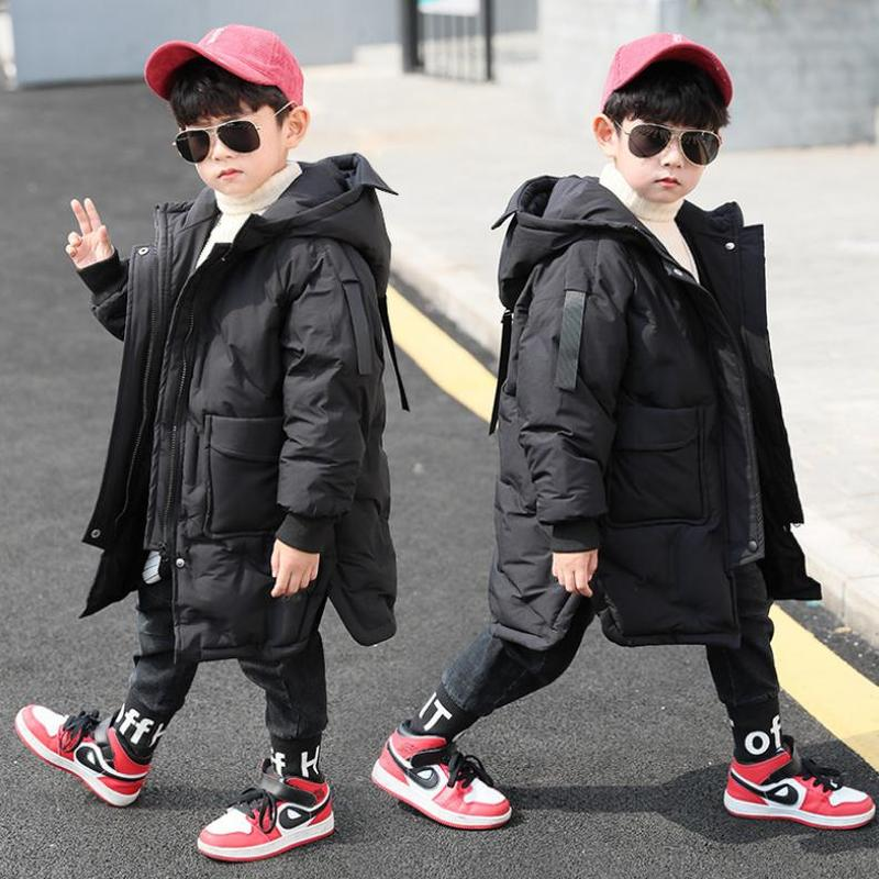 Moda inverno com capuz casaco grosso parka cor sólida para baixo roupas de neve wear crianças outerwear tamanho para 4 5 6 7 8 9 10 12 13 ano