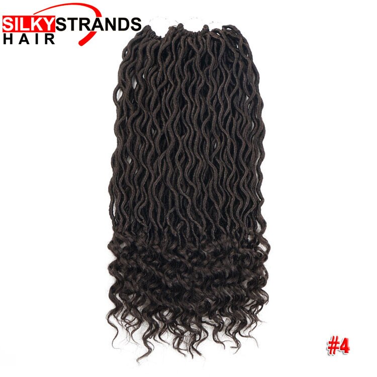 Curly Goddess Faux Locs Crochet Hair Extensions Crochet Braids Synthetic Ombre Braiding Hair Bulk Bohemian Silky Strands: #4