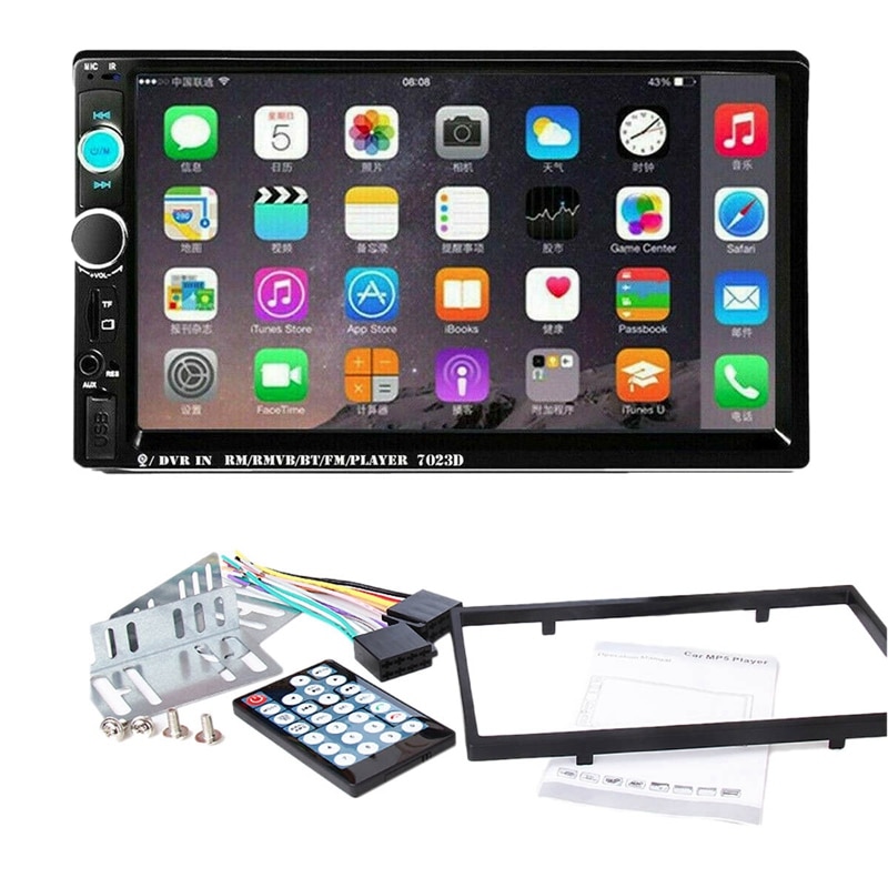 7 Inch Car Stereo 2 Din HD Bluetooth MP5 Video Digital Player with Wireless Remote Control Hands Free Multimedia, Support Card R