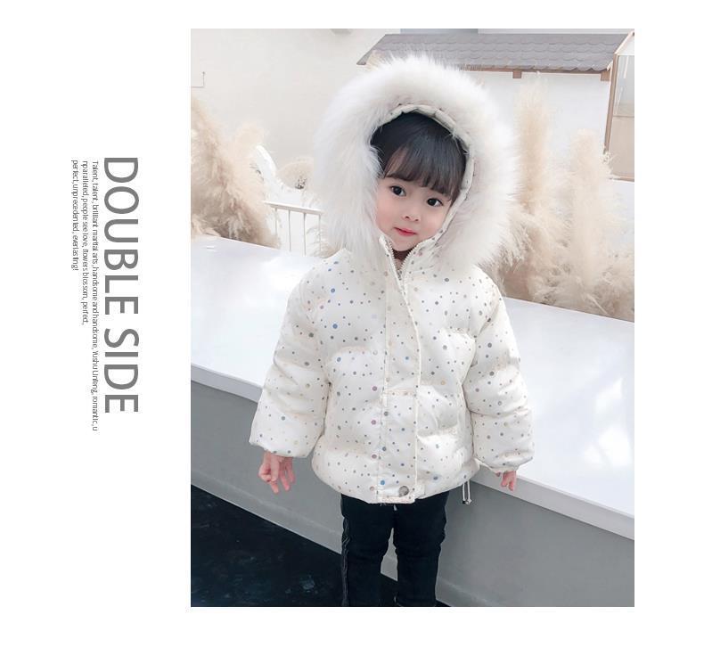 Kinderen Winter Dikke Bontkraag Katoen Jassen Kinderen Baby Meisje Kleding Warm Hooded Kleding Lange Jas Casual Mode Bovenkleding: WHITE / 140cm