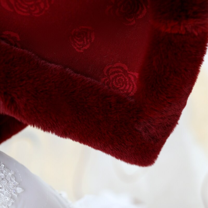 Cape de mariage en fausse fourrure bordeaux, châle d'hiver, boléro, pour femme