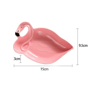 1 sztuk flaming dekoracji różowy 3D płyta ceramiczna przekąnarty suszone talerze na owoce miska na owoce naczynia deserowe zestaw obiadowy z porcelany kostnej: size S