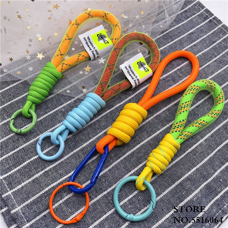 Fluorescent Color Lanyard Strap For Keys Label Tide Cool Phone Case For iPhone Backpack Cute Hand Straps Short Rope