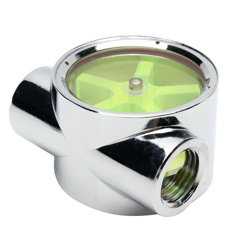 Flow Meter Water Cooling Flow Indicator Meter copper chromed 2 Ways G1/4 Threaded