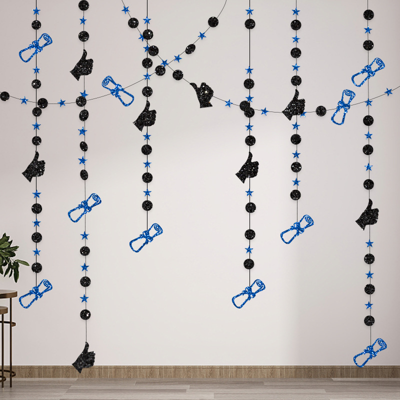 Guirnaldas de graduación de oro y negro con purpurina de 4M, adornos colgantes para de graduación 2025, decoración del hogar