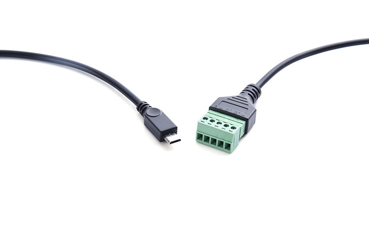 Micro USB 5 Pin 2.0 Male to 5 Pin Screw with Shield Solderless Terminal Plug Adapter Connector Cable Lead