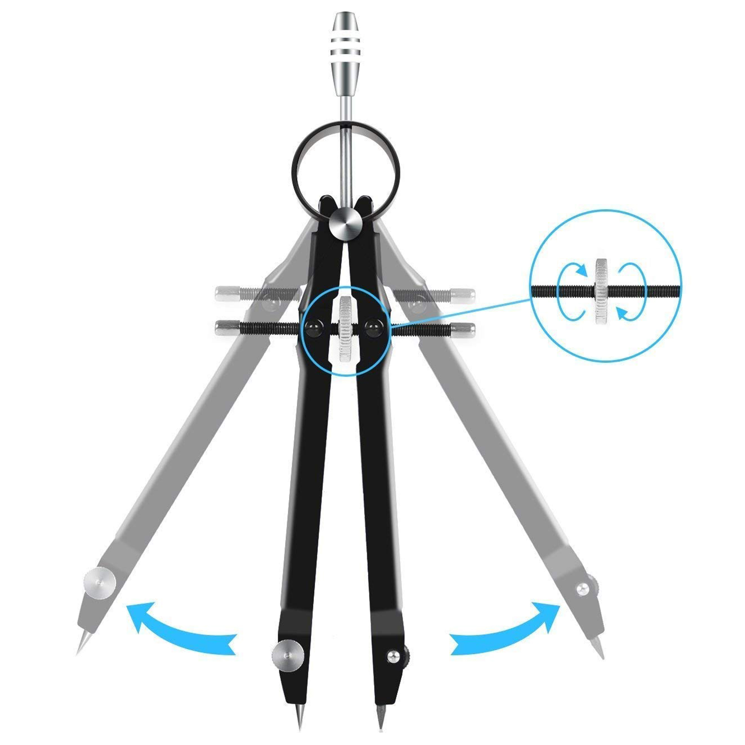 Compass with Lock, Compass for Geometry,Math ，6inch Spring Bow Compass, Drafting Compass