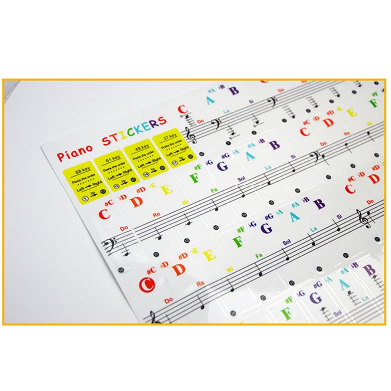 Piano Stickers Voor Sleutels Kleurrijke Transparante Piano Toetsenbord Stickers Volledige Set Sticker Herbruikbare ZJ55