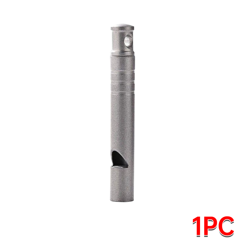 Silbato de emergencia de titanio para exteriores, MINI silbato de seguridad de supervivencia, collar con silbato EDC, senderismo, Camping, viaje, exploración de supervivencia: Plata