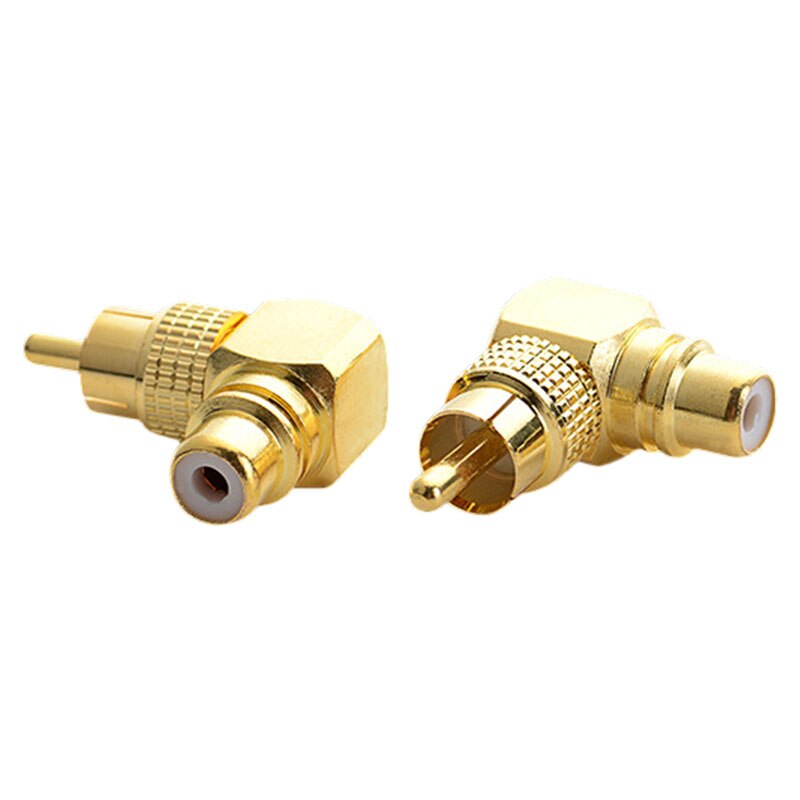 2 Pcs Copper L-Shaped RCA Right Angle Elbow 90 Degree Male Conversion Head Female to Male Wall Signal Cable Treasure: Default Title