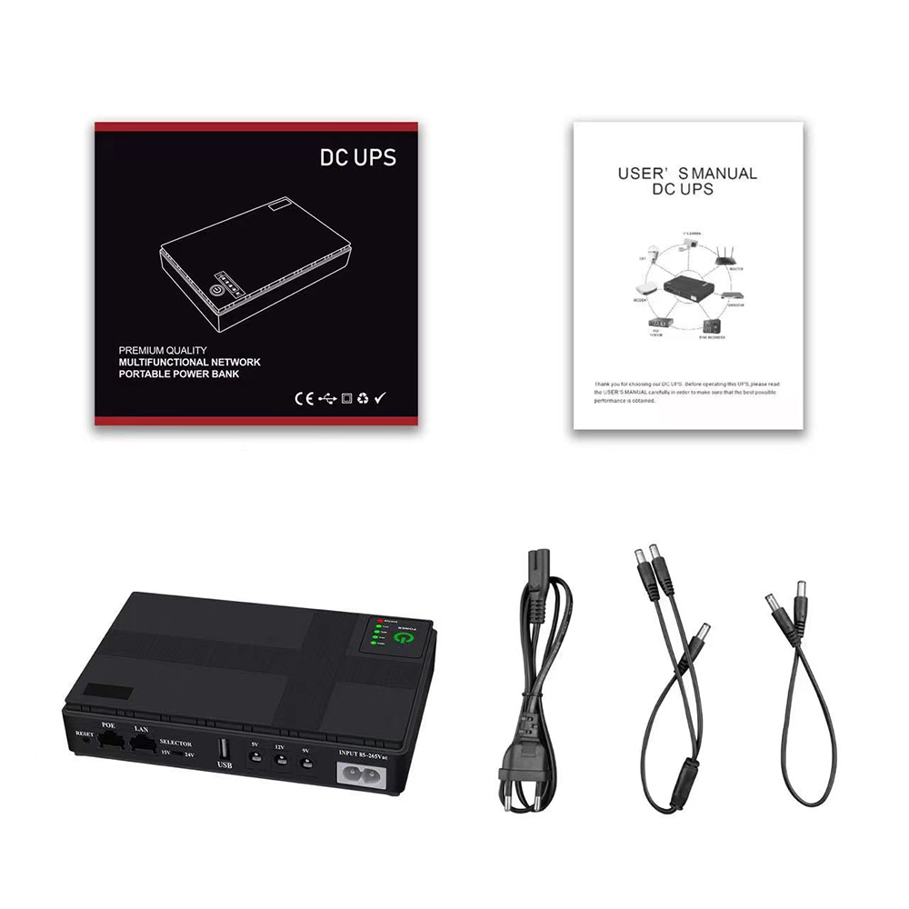 GalexLab 36W DC UPS Voeding - 10400mAh Draagbare Noodstroomaccu voor Router, POE LAN, Mobiele Apparaten