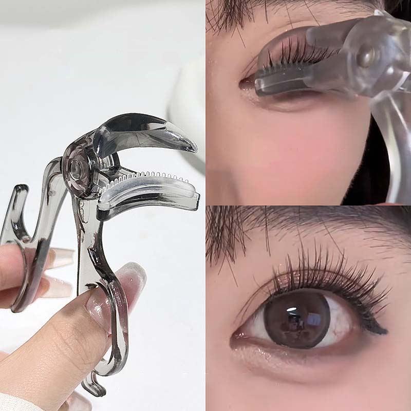 Rizador de pestañas con peine de dientes sin marco para rizar y dar forma a las pestañas naturales herramienta para rizar pestañas gran angular herramienta de maquillaje de ojos: Azul oscuro