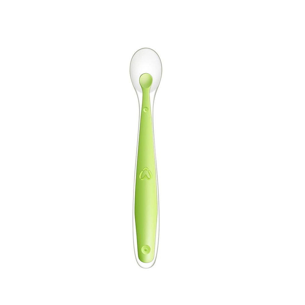 2Pcs Baby Silicone Spoon Toddler Training Bendable Soft Spoons Table Forks Auxiliary Food Utensils Children Tableware Set: Green