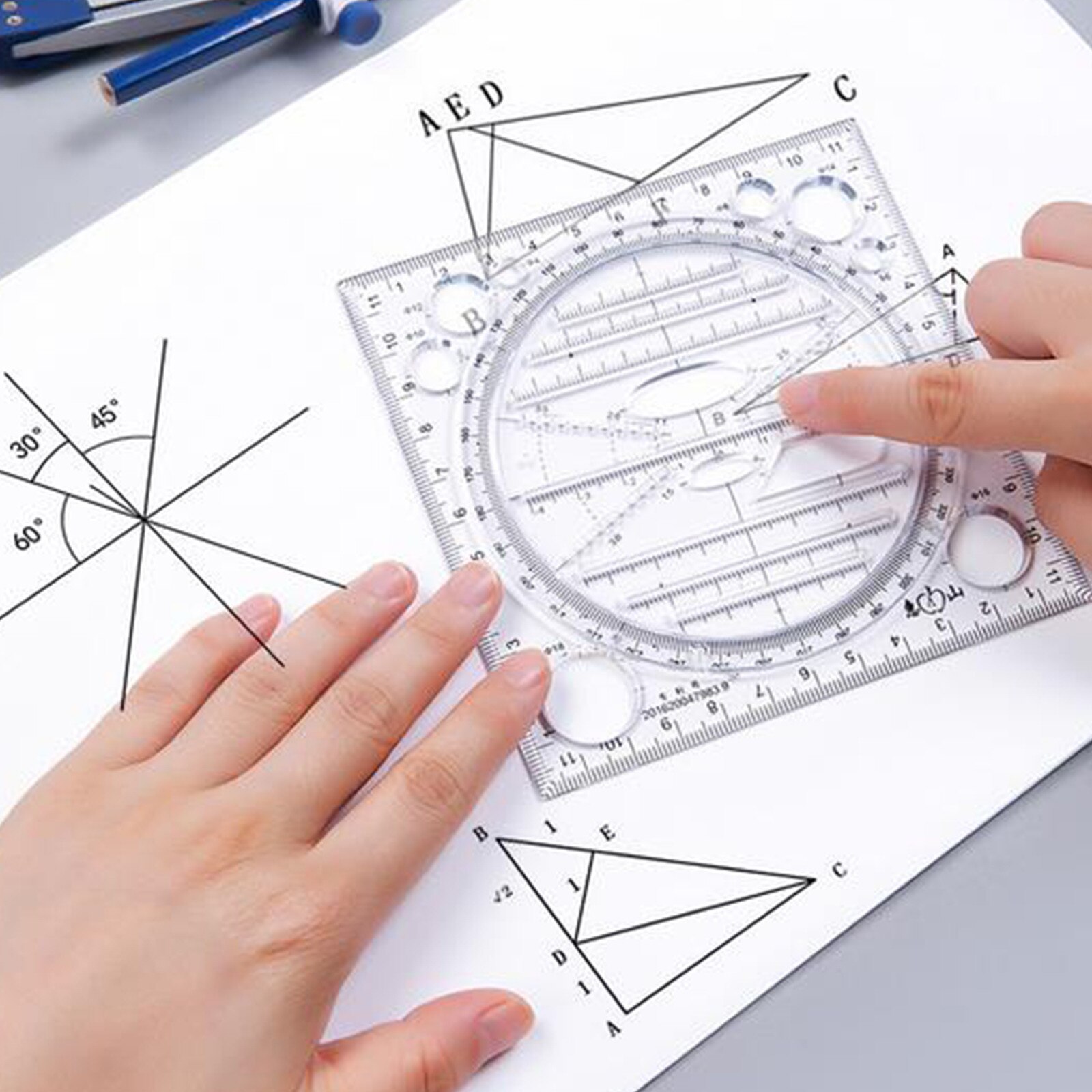 Multifunctional Drawing Million Ruler Drawing Instrument For Middle School Students Rule Function Parallel Elliptic Templa#p30