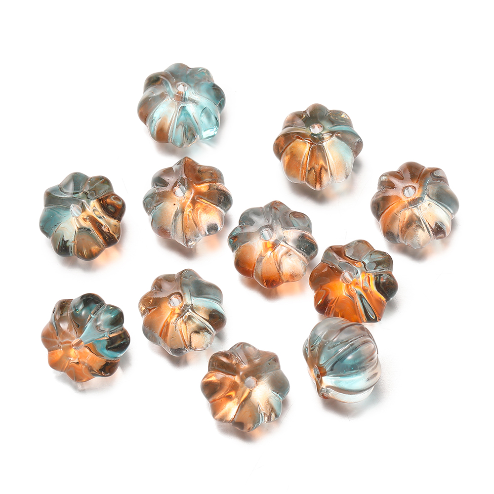 30 unids/pack de cuentas de calabaza de cristal, cuentas espaciadoras sueltas para pulsera, collar, pendientes, llavero, accesorios para hacer joyería hechos a mano DIY: Azul cielo