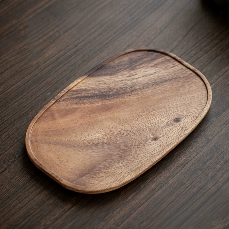 Wooden Tray Home Tea Tray Rectangular Dinner Tray Wooden Snack Fruit Tray Dry Bubble Tray Simple Multi-Function Tray: Chocolate
