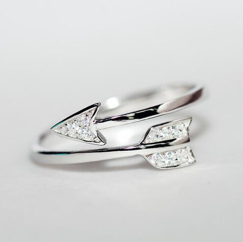 Nieuwkomers 925 Sterling Zilveren Ringen Voor Vrouwen Meisje Cupido Pijl Crystal Zircon Rings Verstelbare Ringen