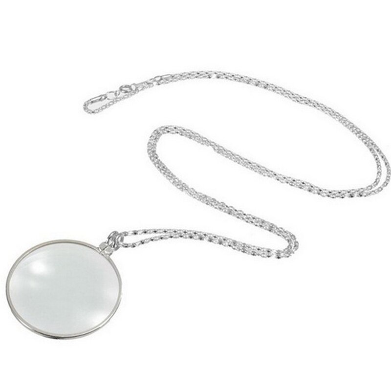 Colar monóculo decorativo com 5x lupa lupa pingente ouro prata cores corrente colar jóias para presentes femininos: Silver